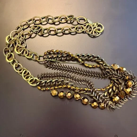 A.V. Max Mixed Metal Beaded Layered Gold Tone Necklace - Picture 6 of 9